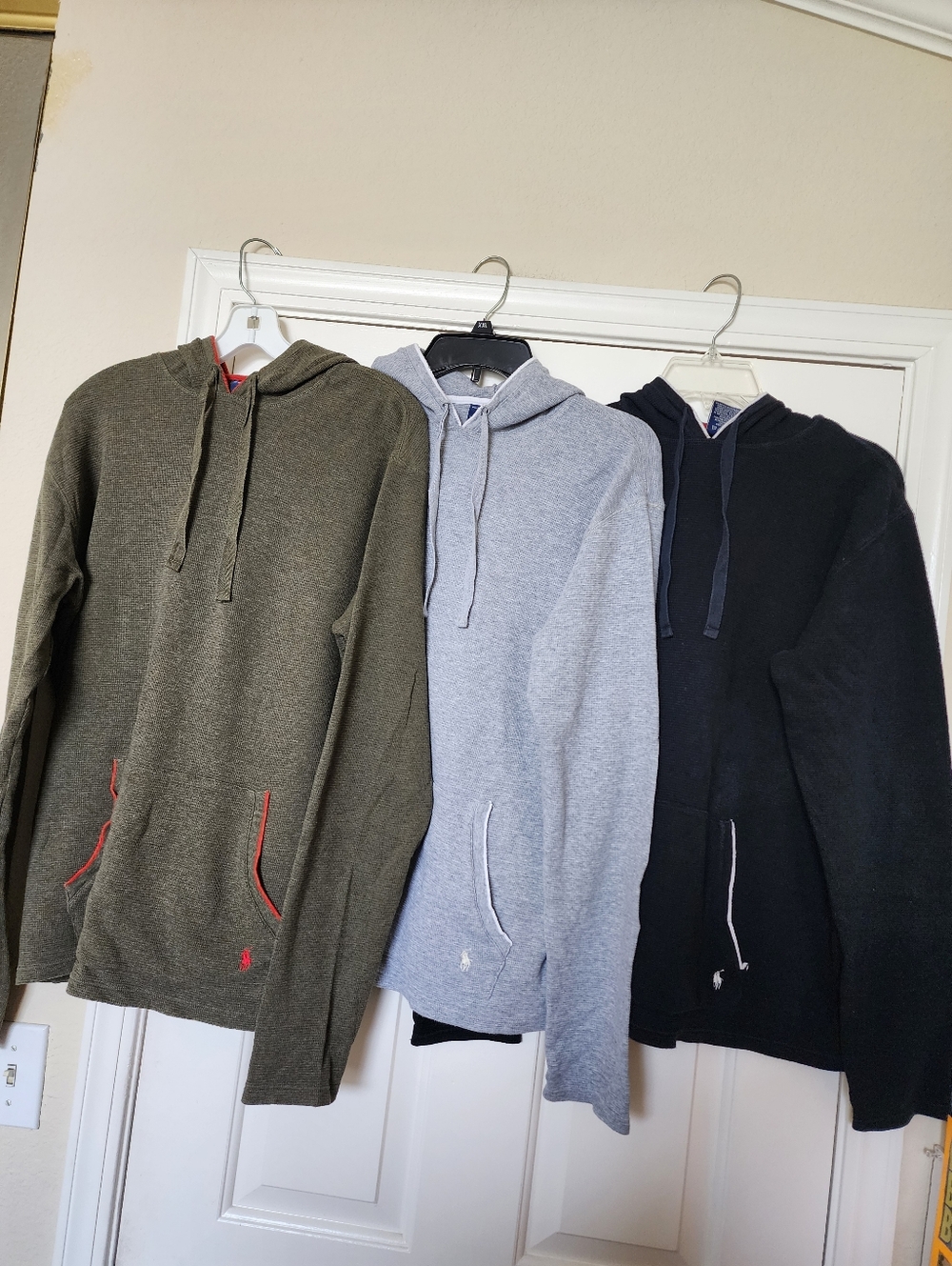 Polo by Ralph Lauren Men's Olive, Gray & Black Hooded Lounge Wear, Bundle Of 3.